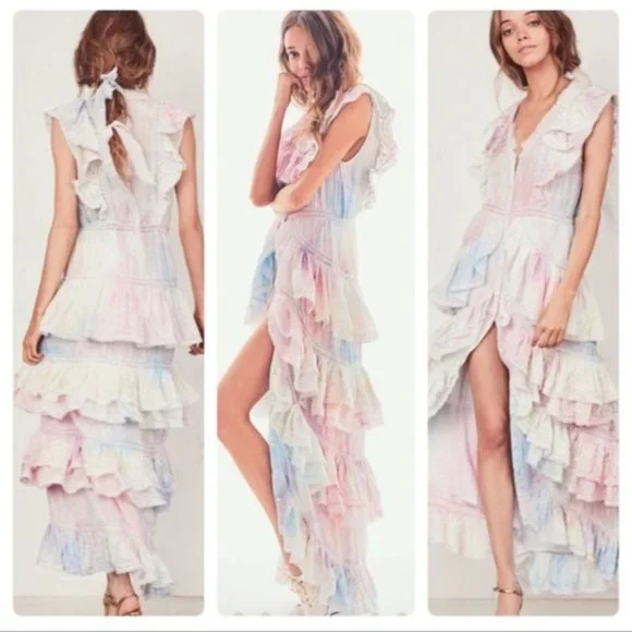 knee length dresses for ladies Devina Silk Chiffon Lace Maxi Dress Orchid Ice / Xs main image 0